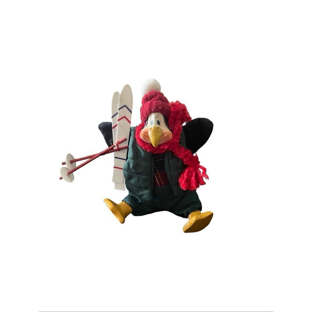 Russ Berrie Green Red Country Folks Christmas Igloo The Penguin Figurine 8"